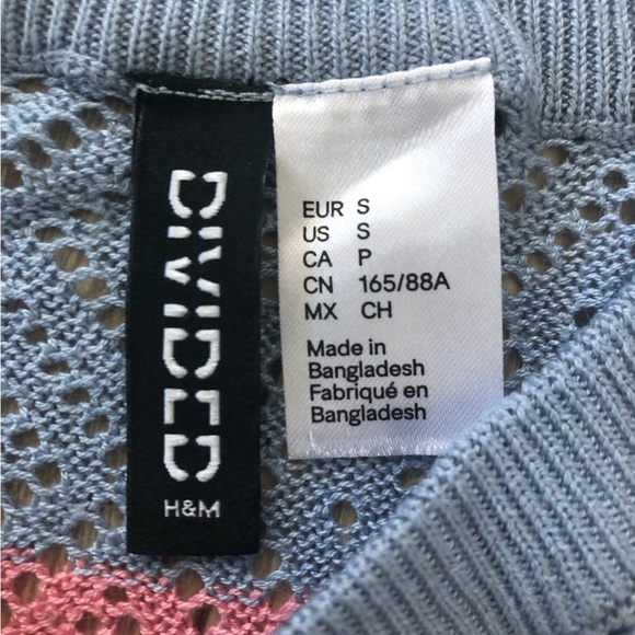 H&M Multicolored Lace Knit Short Sleeve Top Size S - Picture 8 of 10